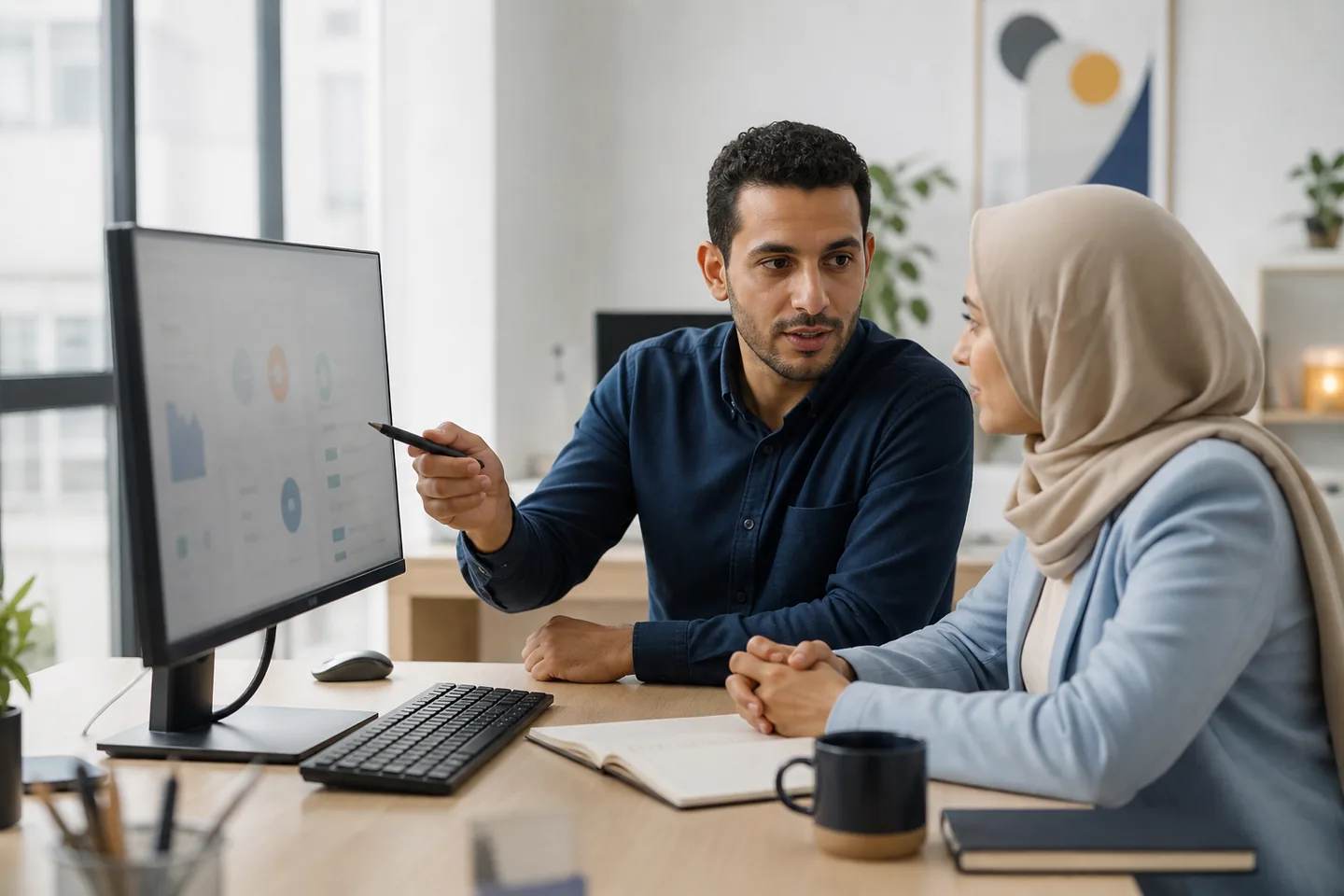 فريق يراجع أداء نظام ودعم العملاء